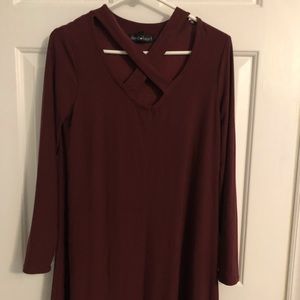 cute and comfortable dark red dress!